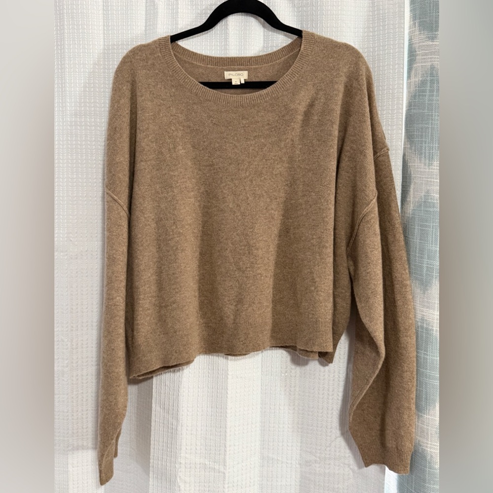 Anthropology Pilcro Woman’s Brown Cropped Crewneck 100% Cashmere Sweater.Size XL - Picture 5 of 5